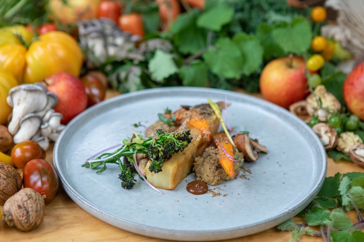 dinner _ kitchen garden produce _ Burleigh Court Cotswolds Hotel _ Restaurant