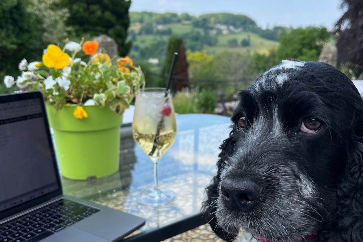dog friendly _ cocktails on terrace _ Burleigh Court Cotswolds Hotel & Restaurant
