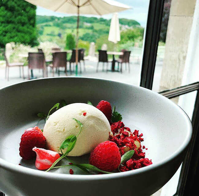 Terrace dining with a view at Burleigh Court Hotel